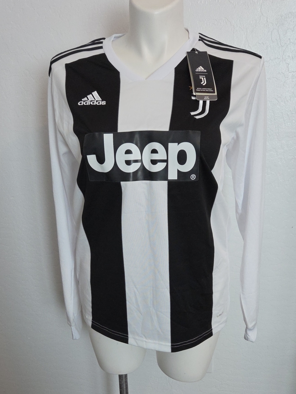adidas Juventus Long Sleeve Black & White Striped Jersey